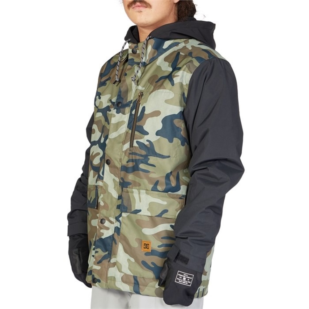 DC Bandwidth Snowboard Jacket, Men's Large, Woodland Camo Green.